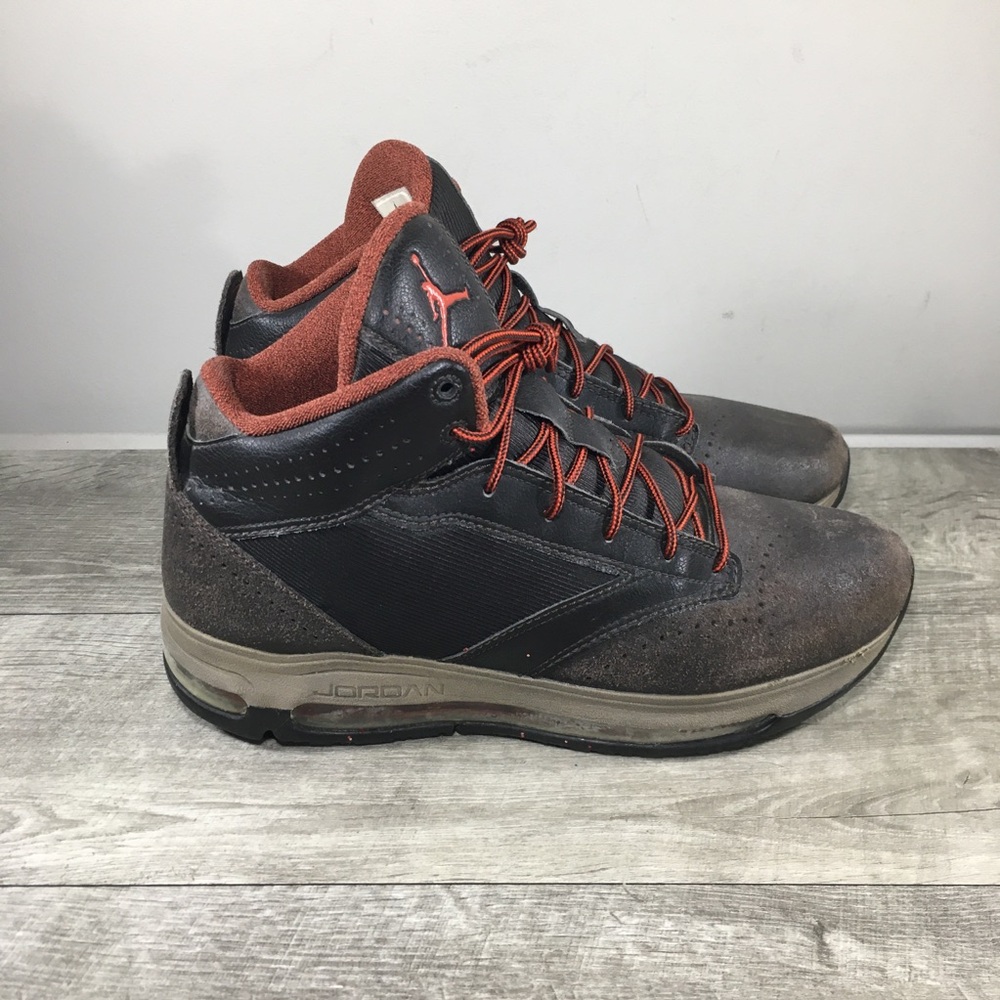 Jordan 467811 202 City Air Max Trek Velvet Brown Leather High Top Sneakers 10.5